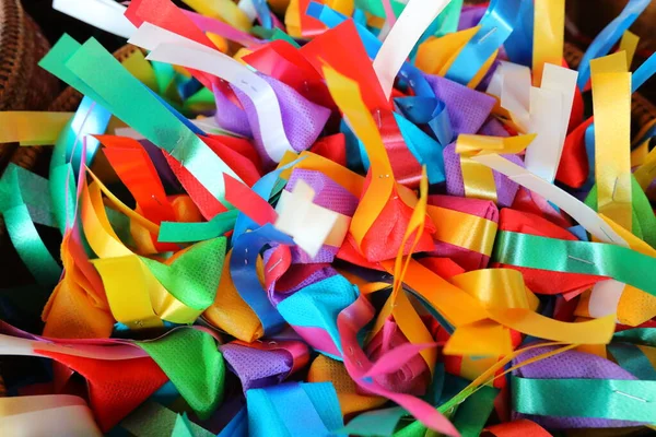 Ribbons Various Colors Designs Make Items Scattered Attendees Which Occur — Foto de Stock