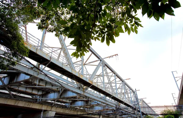 Structural Steel Bridge Rama Bridge Railway Bridge Chao Phraya River — Stock fotografie