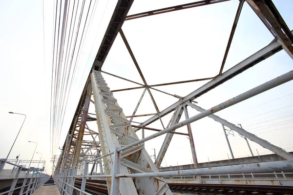 Structural Steel Bridge Rama Bridge Railway Bridge Chao Phraya River — Fotografia de Stock