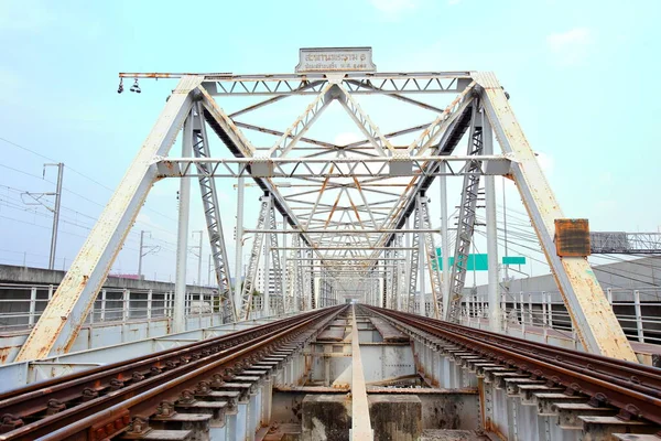 Structural Steel Bridge Rama Bridge Railway Bridge Chao Phraya River — Foto de Stock