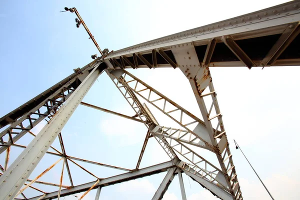 Structural Steel Bridge Rama Bridge Railway Bridge Chao Phraya River — Fotografia de Stock