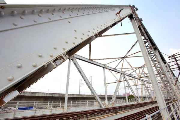 Structural Steel Bridge Rama Bridge Railway Bridge Chao Phraya River — Fotografia de Stock