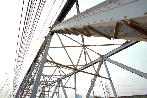 Structural Steel Bridge Rama Bridge Railway Bridge Chao Phraya River —  Fotos de Stock