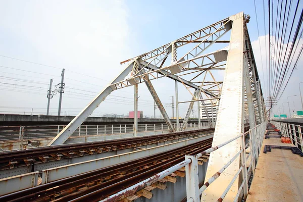 Structural Steel Bridge Rama Bridge Railway Bridge Chao Phraya River — Stock Photo, Image