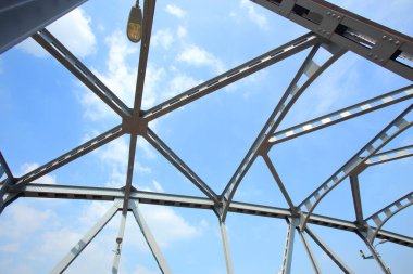 Structural steel bridge,Krung Thon Bridge,Saphan Sang Hi is a bridge over the Chao Phraya River in Bangkok