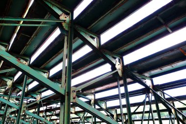 Below the structure of the grandstand for sitting and watching sports,ant's eye view