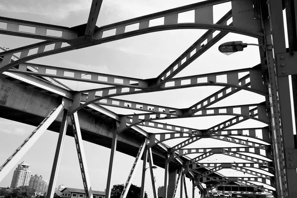 Stahlkonstruktionsbrücke Bangkok Brücke Über Den Fluss Chao Phraya — Stockfoto