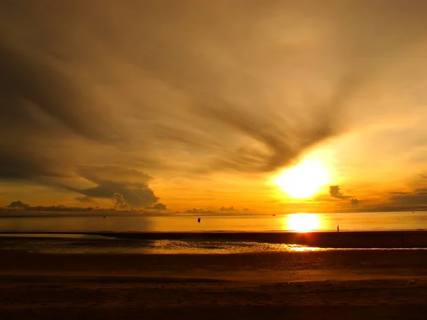 Belo Pôr Sol Praia — Fotografia de Stock