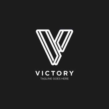 Monogram Tek Renkli Harf V Logo şablonu