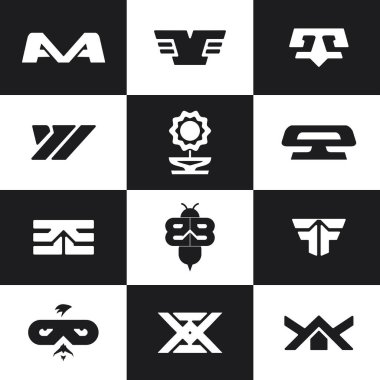 Monokrom logo dizayn şablonları kümesi