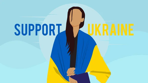 Unterstützen Sie Die Ukraine Und Frauen Mit Der Ukrainischen Flagge — Stockvektor