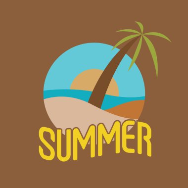 Summer Paradise düz ikon illüstrasyonu