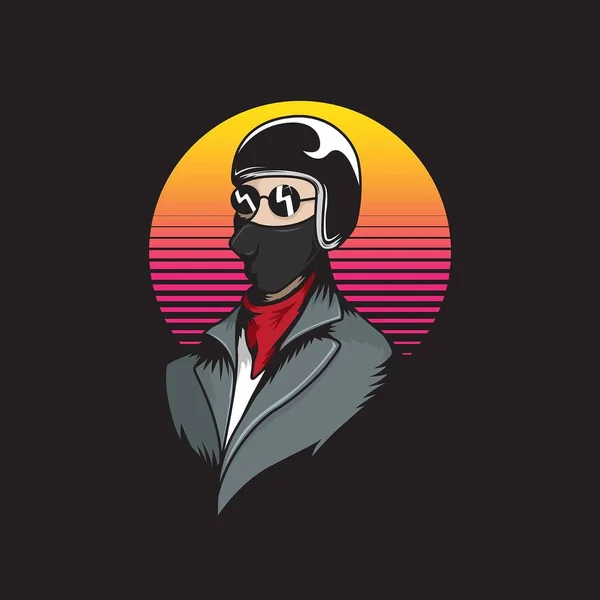 Man Rider Vintage Retro Logo — Stockvektor