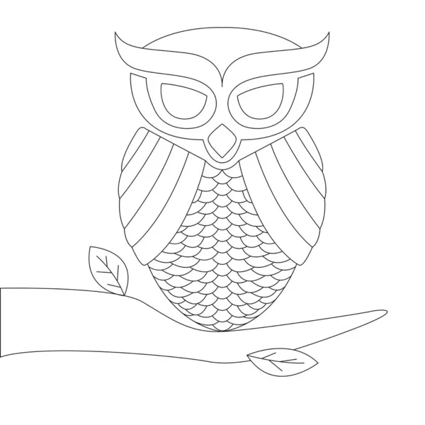 Owl Doodle Coloring Book Stylised — Stock Vector