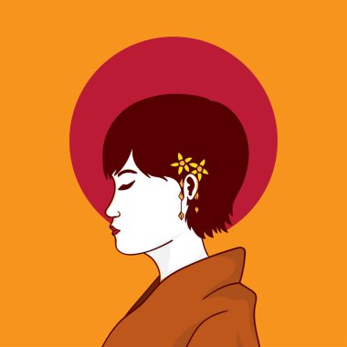 Güzel Japon kadın sanat vektörü illüstrasyonu
