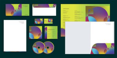 Soyut Harmanlanmış Şekiller Çemberler Meydanı Modern Kurumsal Kimlik Kırtasiyesi