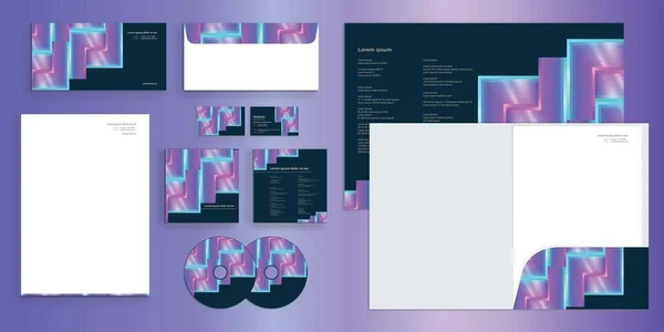 Futuristische Neon Gradient Block Shapes Moderne Corporate Business Identity Stationery — Stockvector