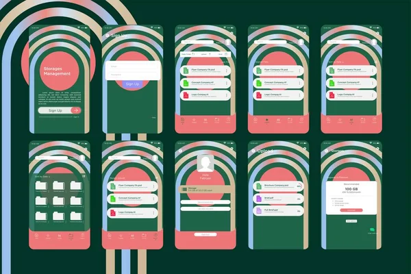 Modern Yuvarlak Çember Çizgisi Depolama Yönetimi Uygulaması UI Kit Şablonu