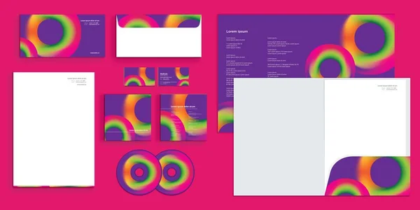 Colorful Gradient Donuts Corporate Business Identity Stationery — Stock Vector
