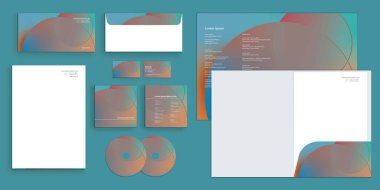 Modern Soyut Gradyan Harmanlanmış Şirket Kimliği Kırtasiyesi