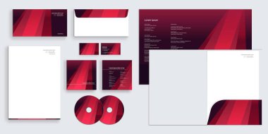 Geometrik Kırmızı Hat Harmanlanmış Gradyan Şirket Kimliği Kırtasiyesi