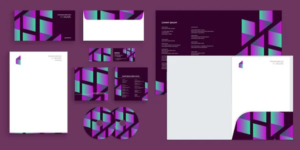 Neon Purple Blue Colorful Shape Triangle Pattern Corporate Business Identity — 스톡 벡터