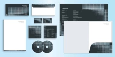 Soyut Dinamik Geometrik Çizgiler Şekil Kurumsal Kimlik Kırtasiyesi