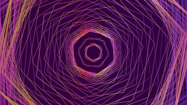 Sammanfattning Trippy Twirl Geometriska Hexagon Linjer Bakgrund Neon Lutning Färger — Stock vektor