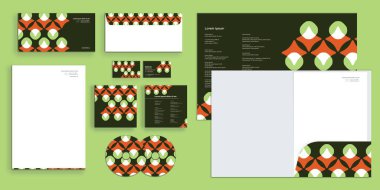 Star Circle Desenli Havuç Renkleri Şirket Kimlik Kırtasiyesi