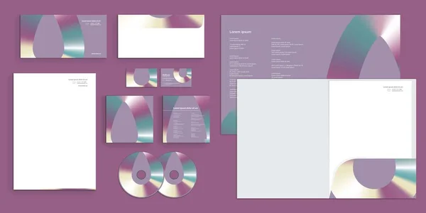 Egg Shape Holographic Gradient Colors Corporate Business Identity Stationery — Wektor stockowy