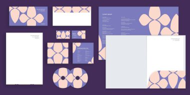 Zarif Güzel Kremalı Yaprak Çiçekleri Şirket Kimlik Kırtasiyesi