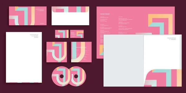 Psychedelic Letter Line Gradient Color Corporate Business Identity Stationery — Wektor stockowy