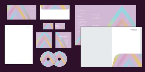 Psychedelic Arrow Lines Gradient Colors Corporate Business Identity Stationery — Image vectorielle