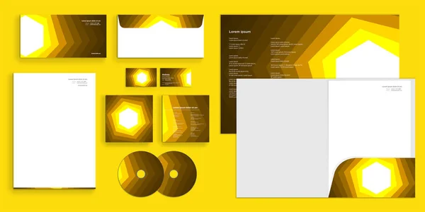 Neon Yellow Solar Hexagon Gradient Kolor Corporate Business Identity Papier — Wektor stockowy