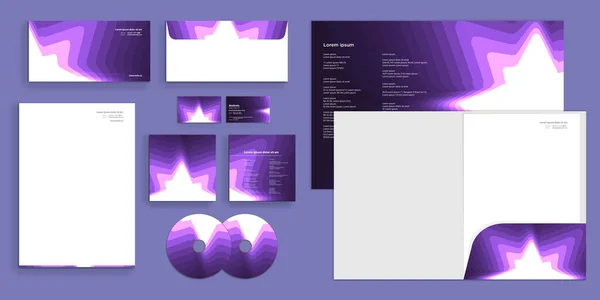 Dinámica Neon Purple Star Glowing Trippy Twirl Corporate Business Identity — Vector de stock