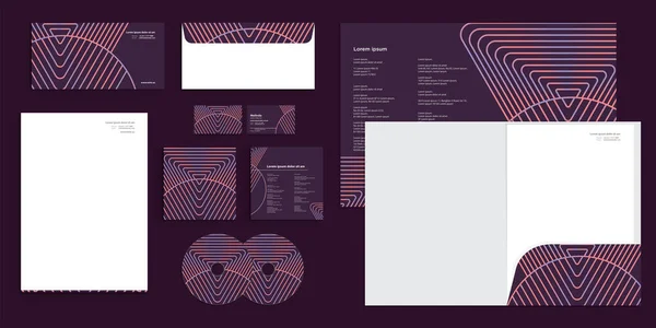 Динамическая Голографическая Линия Triangle Circle Gradient Corporate Business Identity Stationery — стоковый вектор