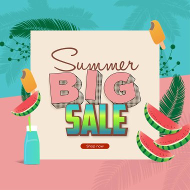 Yaz Büyük İndirim Sancak vektör illüstrasyon şablonu paylaşım hikayesi Instagram