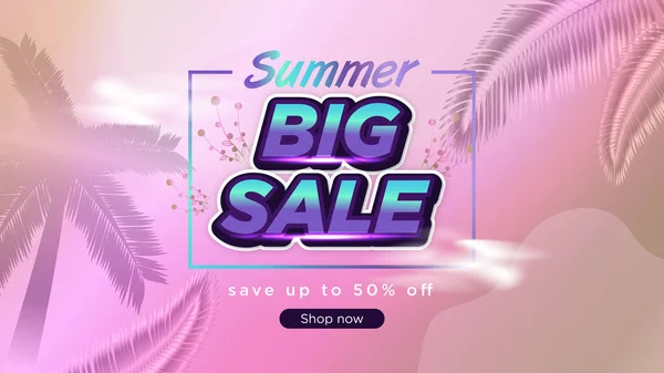 Summer Big Sale Banner Vektor Illusztráció Háttér Sablon Szöveges Stock Illusztrációk