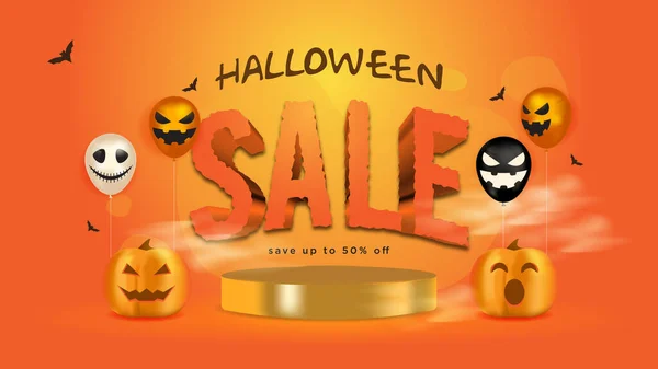 Halloween Sale Banner Vector Illustration Background Text Effect — Vector de stock