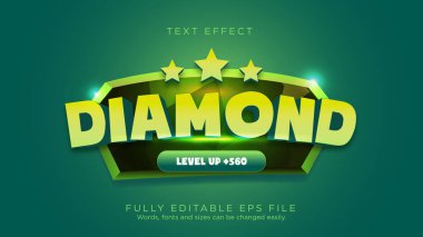 Level Up Diamond Game UI Button Text Effect Font Type