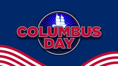 Mutlu Columbus Günü Metin Efekti Yazı Tipi Vektörü Basit Arkaplan