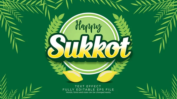 Happy Sukkot Celebration Text Effect Lettertype Type — Stockvector