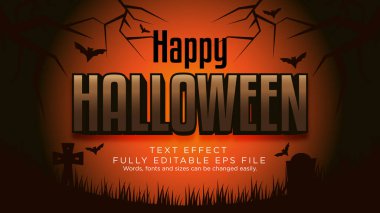 Mutlu Cadılar Bayramı Metin Efekti Yazı Tipi Vektör Arkaplanı