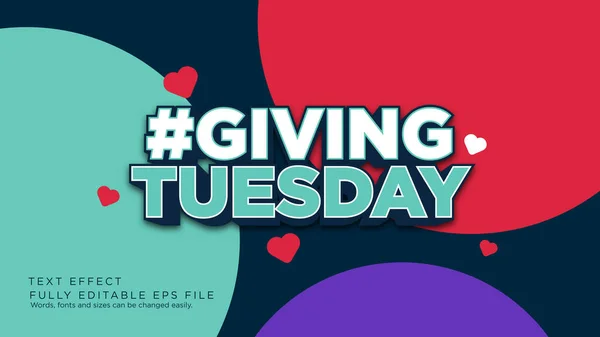 Giving Tuesday Text Effect Font Type — Stock Vector