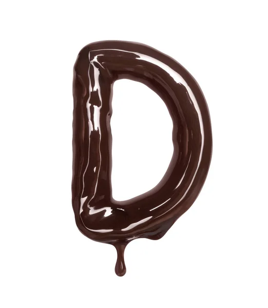 Latijnse Letter Met Druppel Gemaakt Van Gesmolten Chocolade Geïsoleerd Witte — Stockfoto