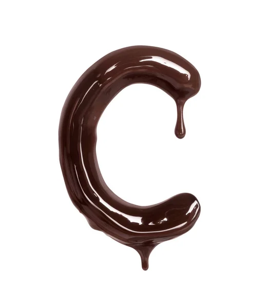 Latin Letter Drop Made Melted Chocolate Isolated White Background — 图库照片