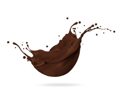 Erimiş çikolata damlası, beyaz arka planda izole edilmiş, yakın plan.