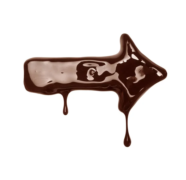 Flecha Con Gotas Está Hecha Chocolate Derretido Aislado Sobre Fondo — Foto de Stock