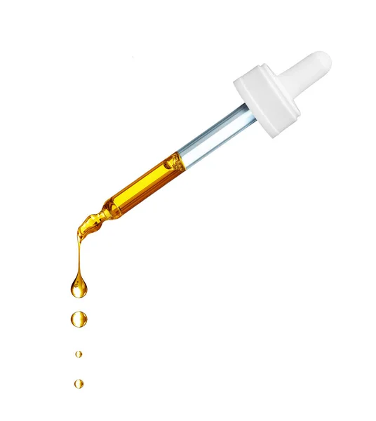 Drops Falls Medicinal Cosmetic Pipette Isolated White Background — 스톡 사진