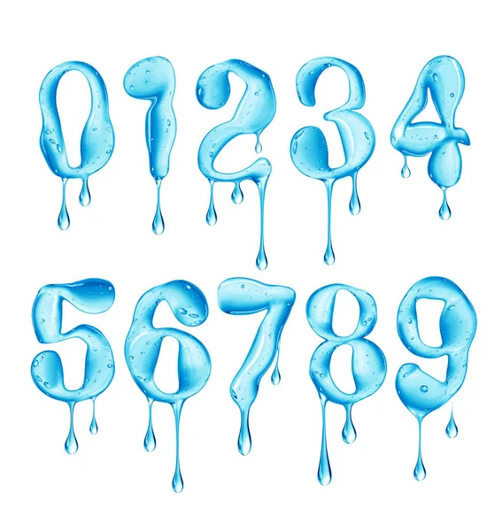 Numbers Made Blue Viscous Liquid White Background — Stock fotografie